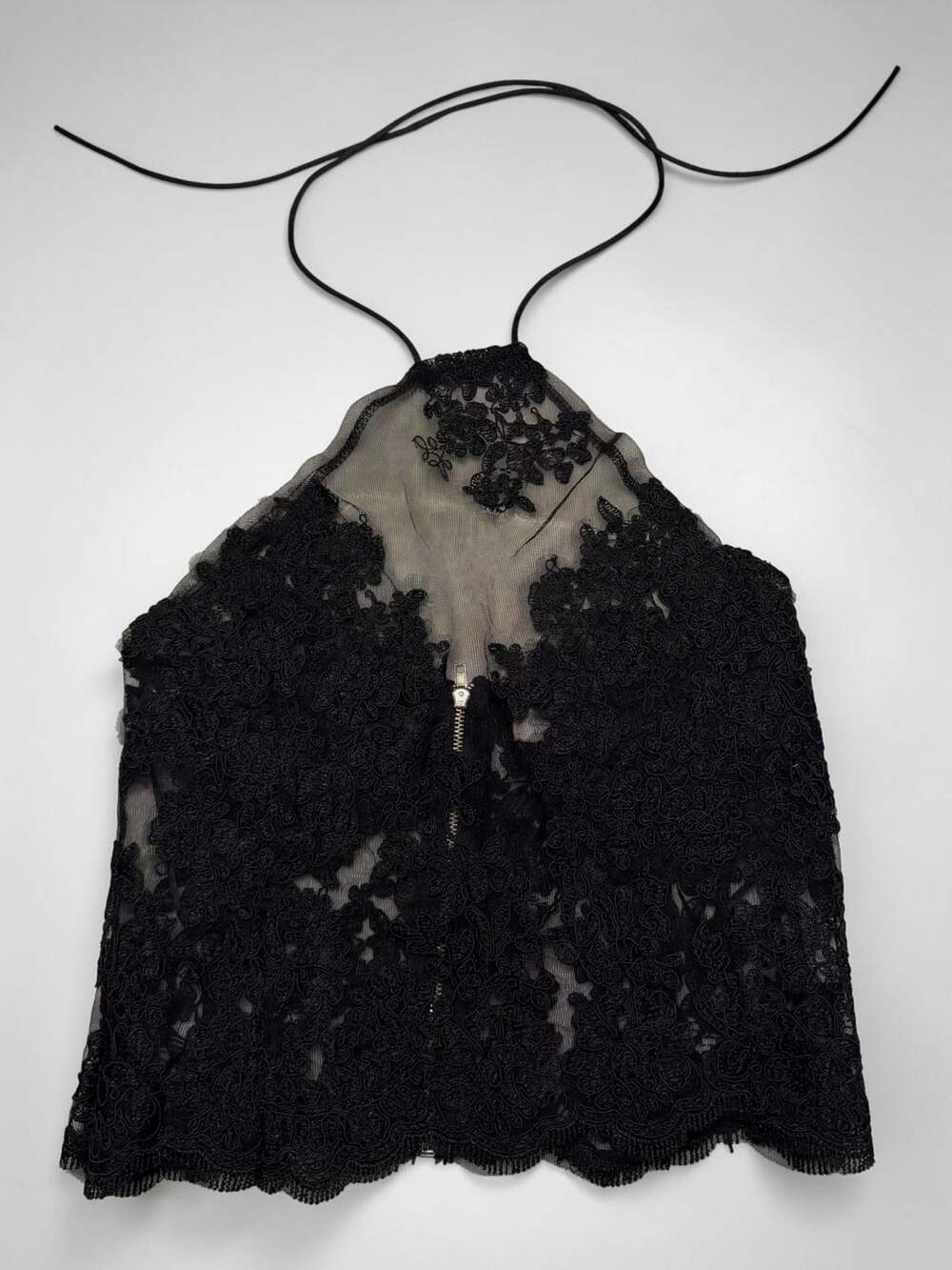 Luxe Fashion Label Black Lace Halter Neck Top with Full Back Zipper‎